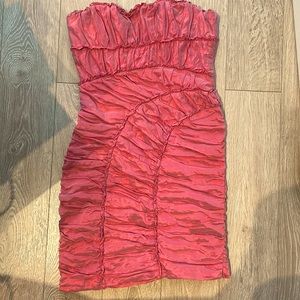 BCBG | pink | rouched strapless dress | small |
